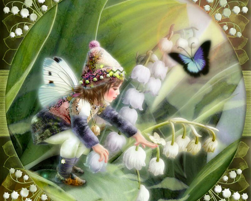 Fairy with Butterfly — Green, Serene, Spring