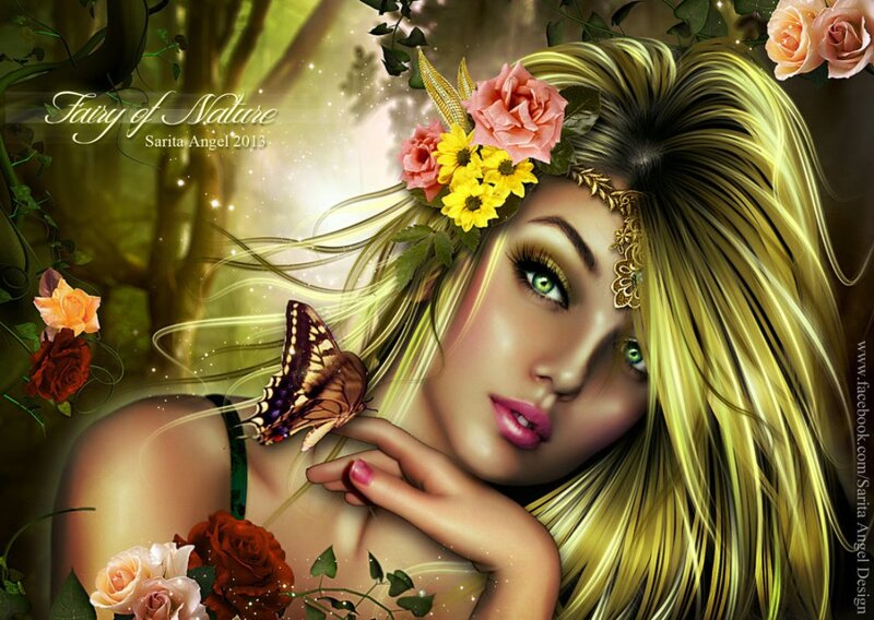 Fairy with Butterfly — Green, Serene