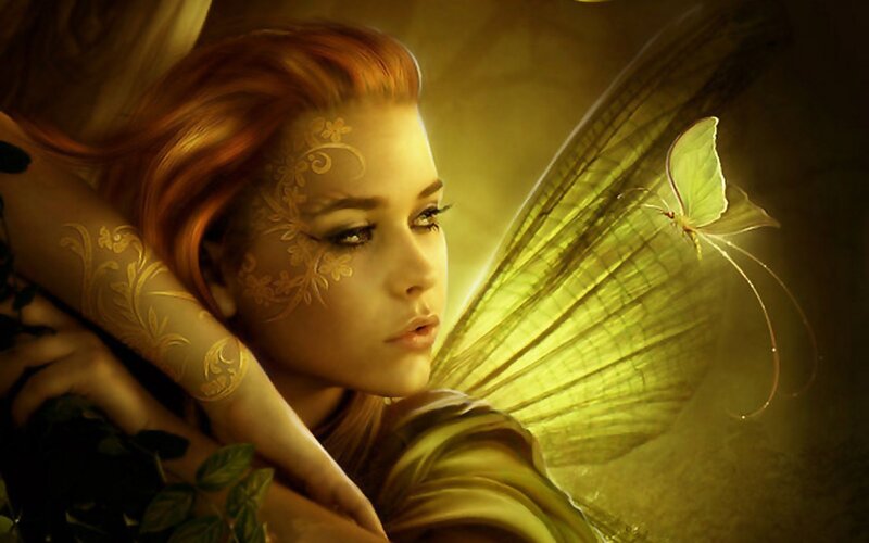 Fairy with Butterfly — Green