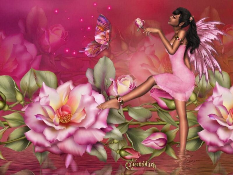 Fairy with Butterfly — Pink, Dreamy
