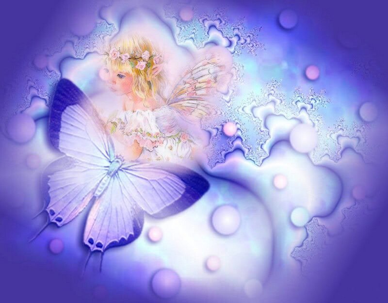 Fairy with Butterfly — Purple, Dreamy