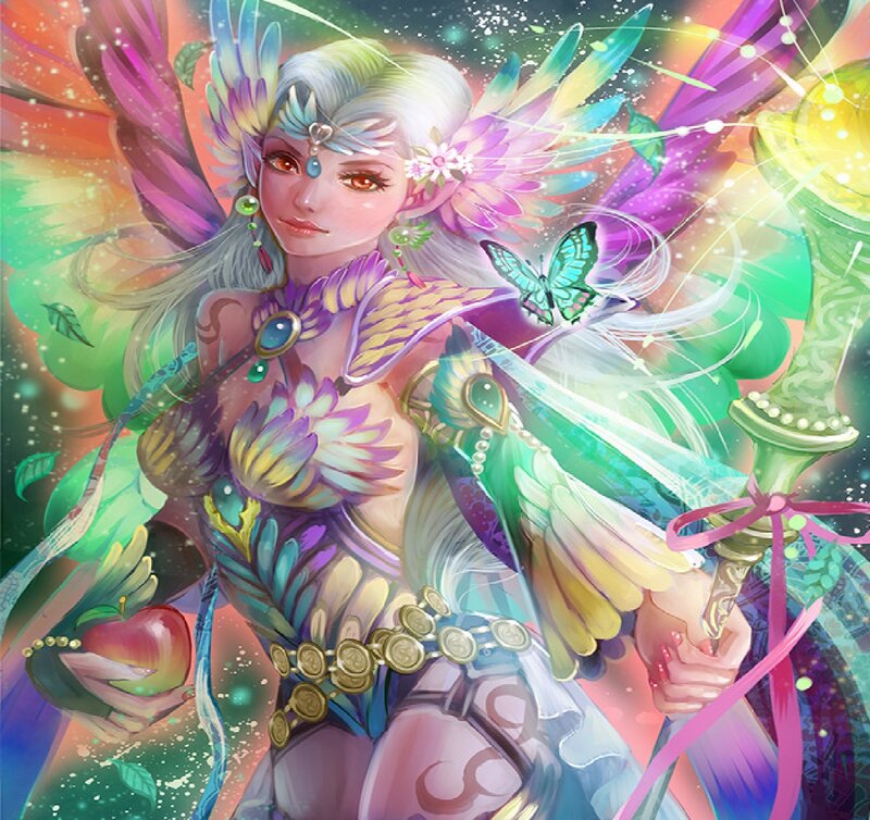 Fairy with Butterfly — Purple, Magical, Digital Art