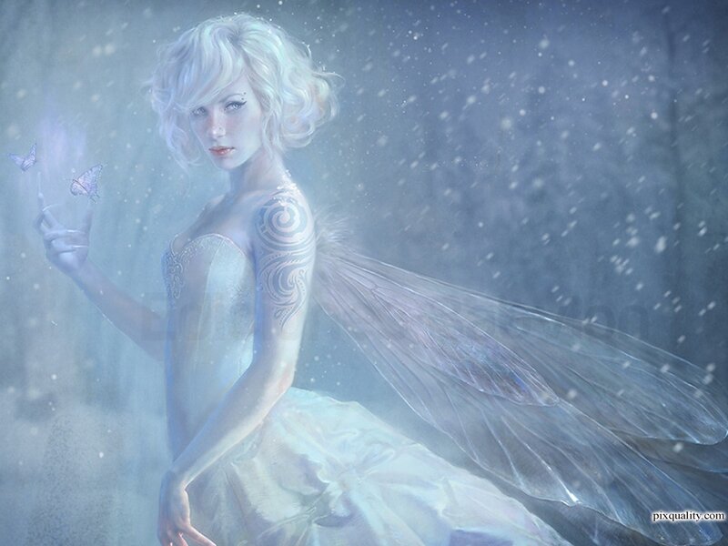 Fairy with Butterfly — White, Ethereal