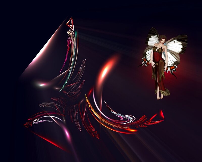 Fairy with Butterfly Wings — Black, Dramatic, Night, Digital Art