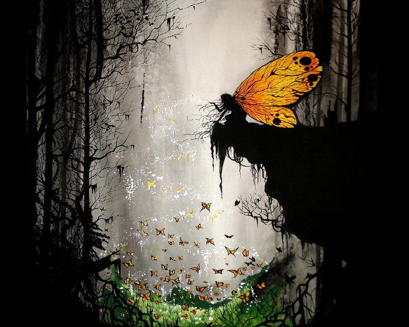 Fairy with Butterfly Wings — Black, Mystical