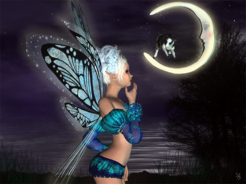 Fairy with Butterfly Wings — Blue, Dreamy