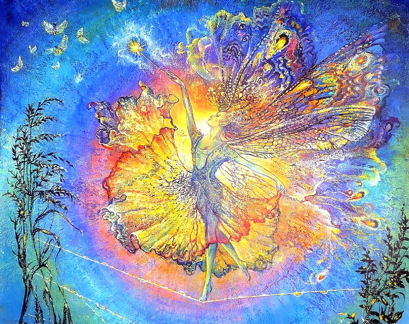 Fairy with Butterfly Wings — Blue, Magical, Night