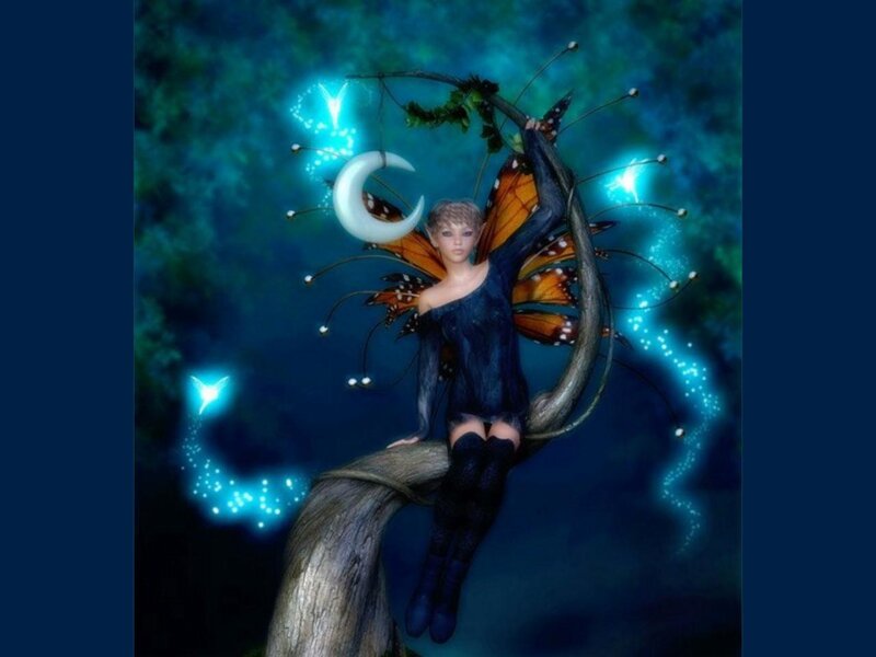 Fairy with Butterfly Wings — Blue, Mystical