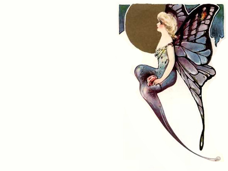 Fairy with Butterfly Wings — Blue, Serene, Illustration