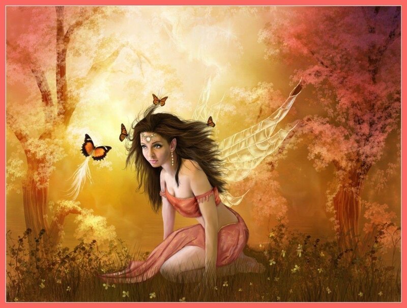Fairy with Butterfly Wings — Gold, Serene