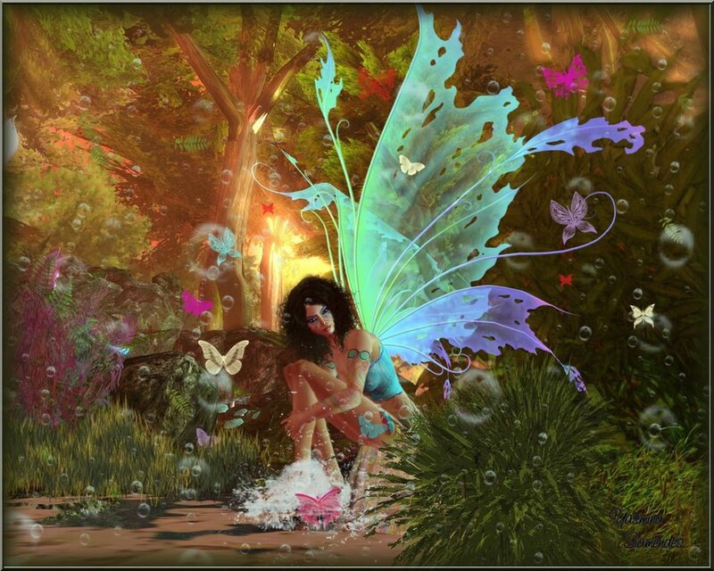 Fairy with Butterfly Wings — Green, Magical, Sunset