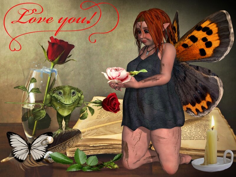 Fairy with Butterfly Wings — Green, Romantic