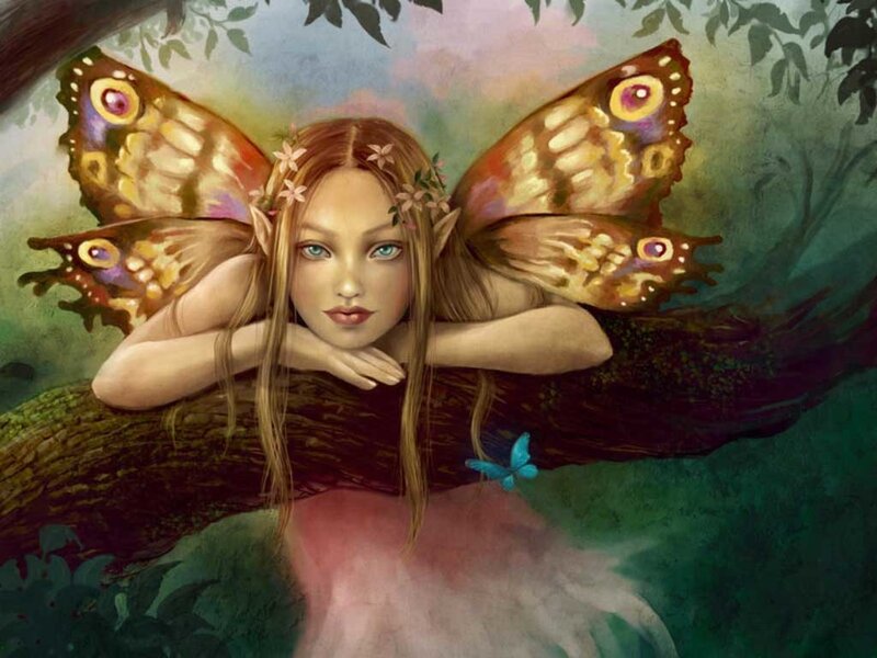 Fairy with Butterfly Wings — Green, Serene
