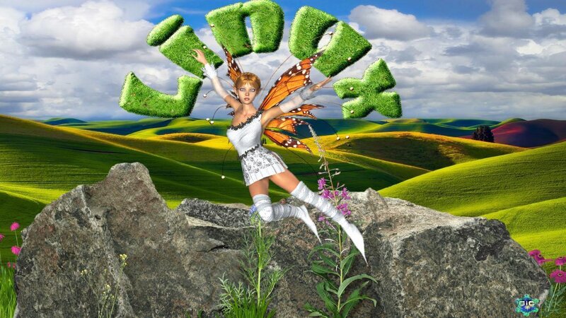 Fairy with Butterfly Wings — Green, Whimsical, Afternoon, Digital Art