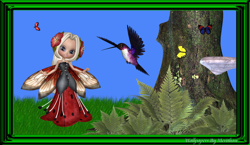 Fairy with Butterfly Wings — Green, Whimsical, Afternoon