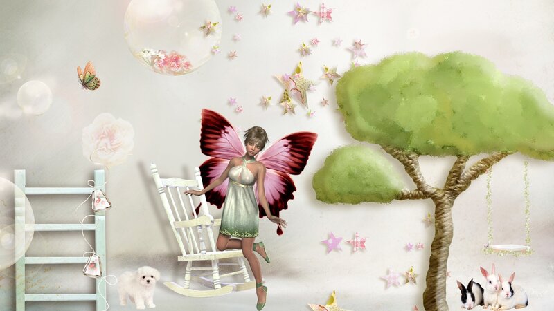 Fairy with Butterfly Wings — Green, Whimsical