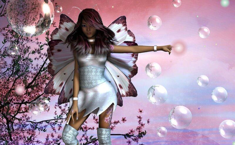 Fairy with Butterfly Wings — Pink, Dreamy, Spring