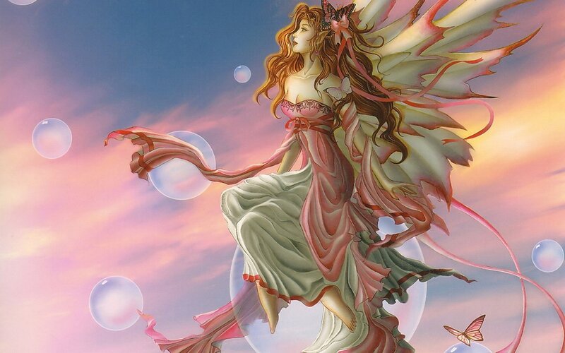 Fairy with Butterfly Wings — Pink, Serene, Sunset