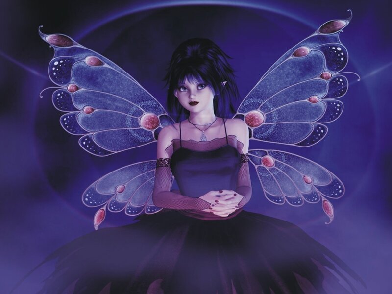 Fairy with Butterfly Wings — Purple, Dramatic, Night, Digital Art