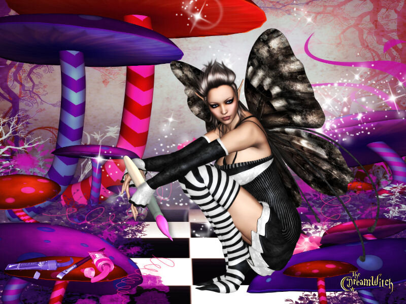 Fairy with Butterfly Wings — Purple, Fantastical, Digital Art