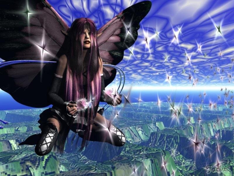 Fairy with Butterfly Wings — Purple, Fantasy, Digital Art