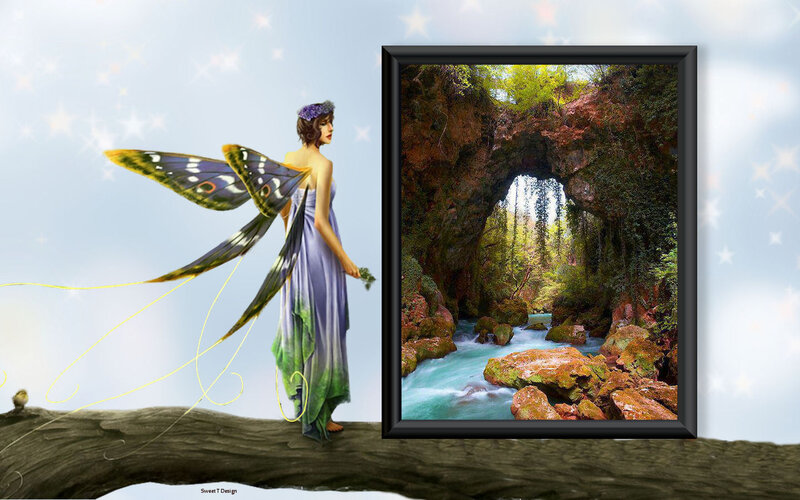 Fairy with Butterfly Wings — Purple, Serene, Afternoon, Digital Art
