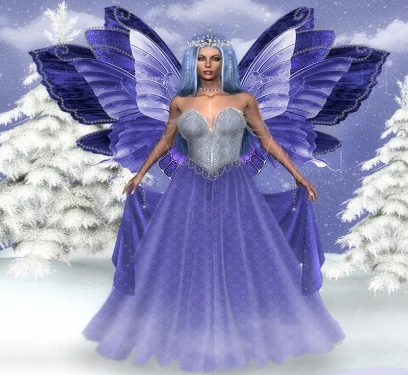 Fairy with Butterfly Wings — Purple, Serene, Winter