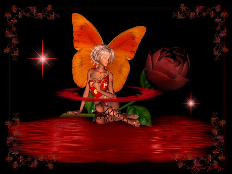 Fairy with Butterfly Wings — Red, Dramatic