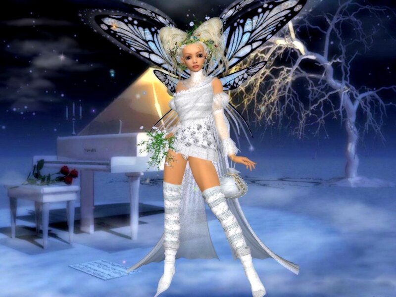 Fairy with Butterfly Wings — White, Dreamy, Night