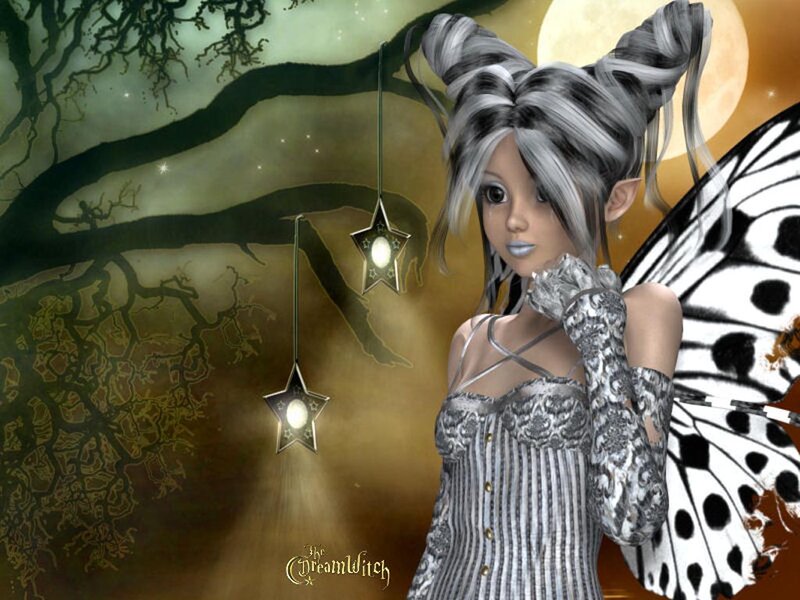 Fairy with Butterfly Wings — White, Dreamy