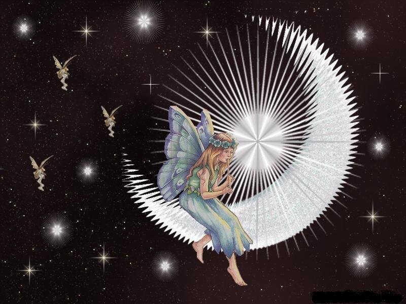 Fairy with Butterfly Wings — White, Serene, Night