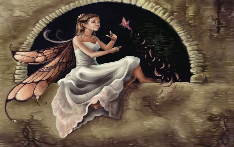Fairy with Butterfly Wings — White, Serene