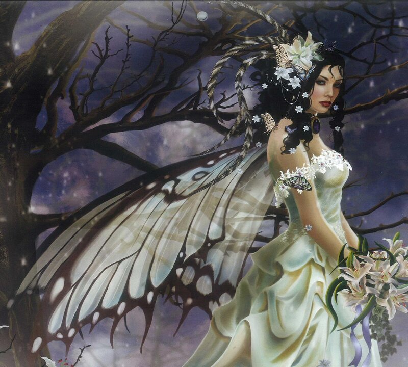 Fairy with Butterfly Wings — White