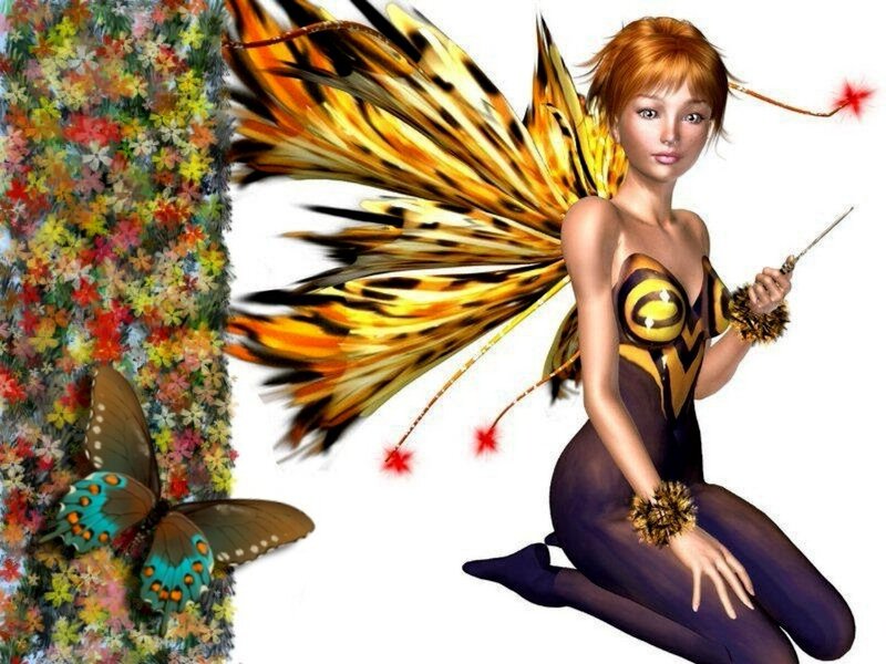 Fairy with Butterfly Wings — Yellow, Fantastical