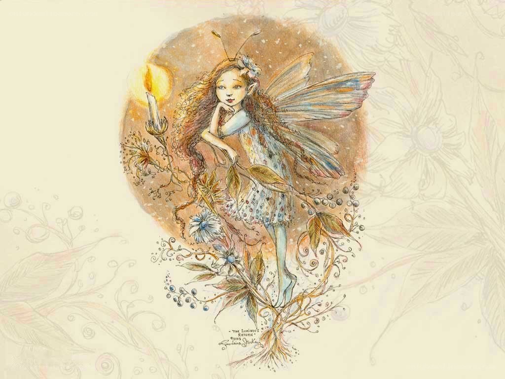fairy with candle and flowers