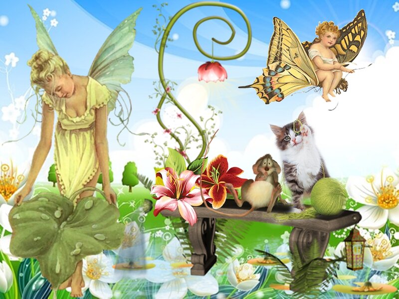 Fairy with Cat and Mouse
