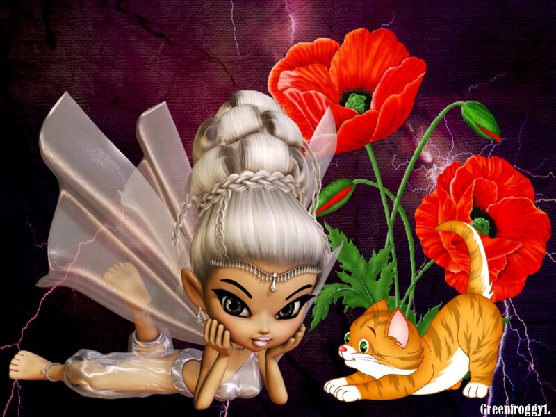Fairy with Cat — Purple