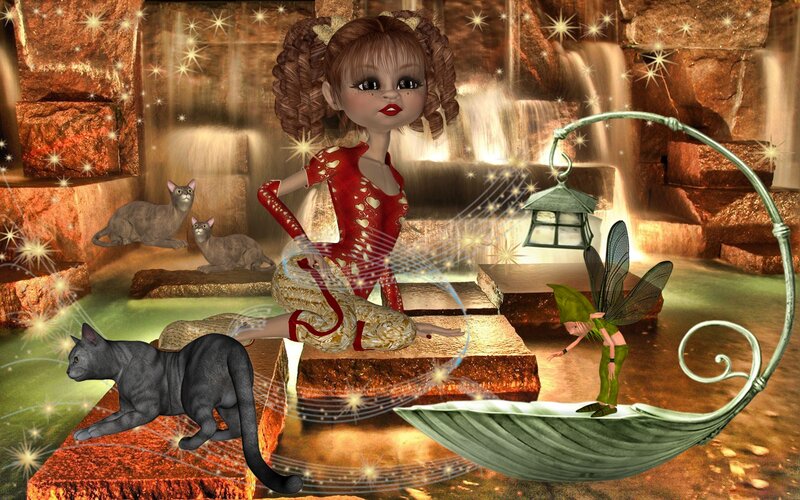 Fairy with Cats