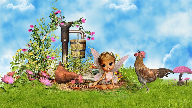 Fairy with Chickens