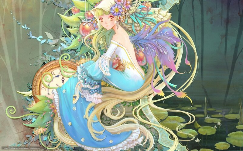 fairy with clock and apples
