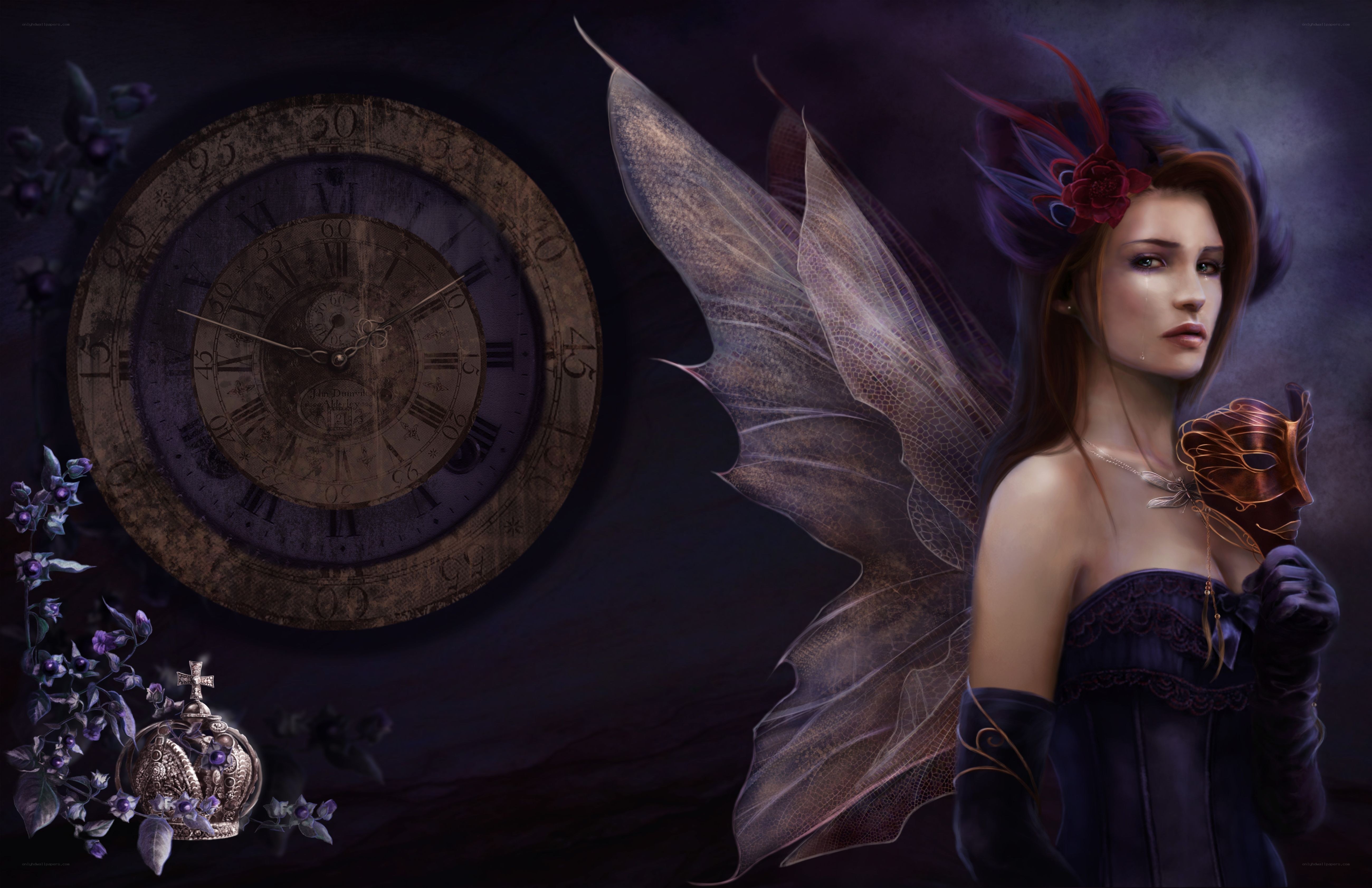 Fairy with clock and mask