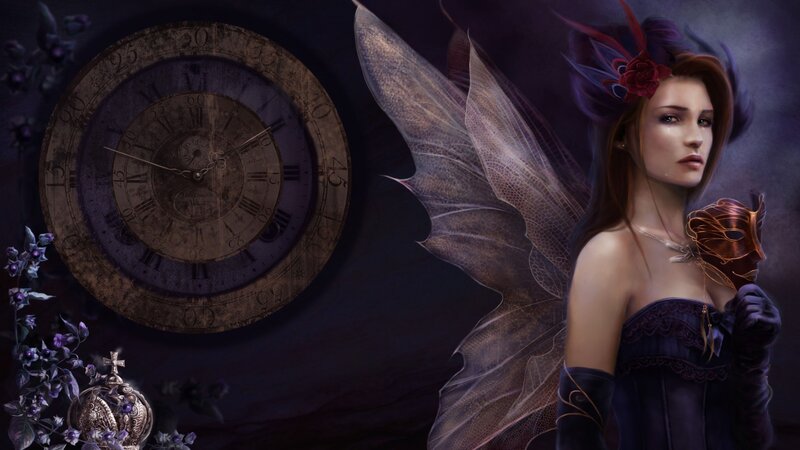 Fairy with Clock — Purple, Dramatic