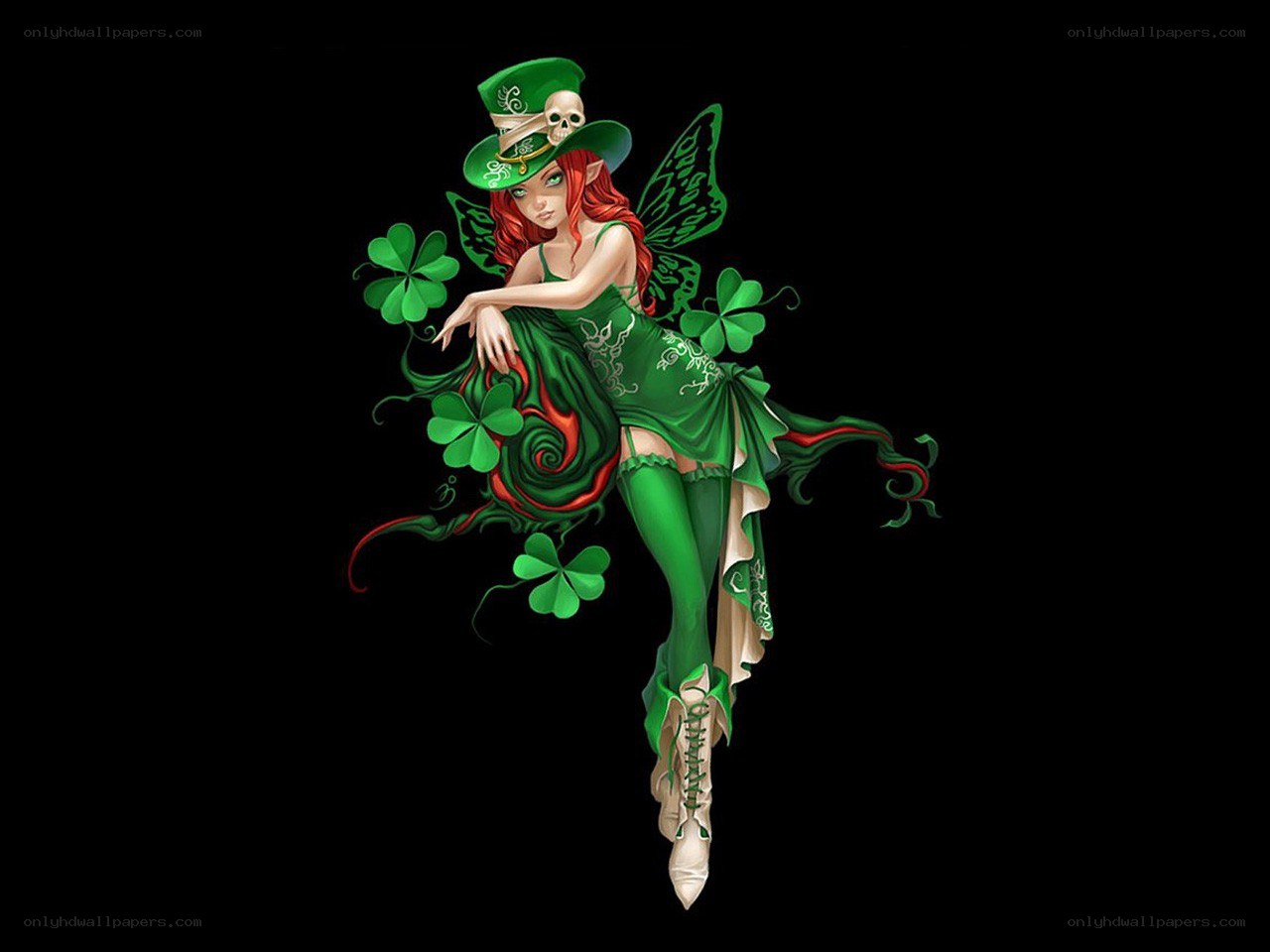 fairy with clover and hat