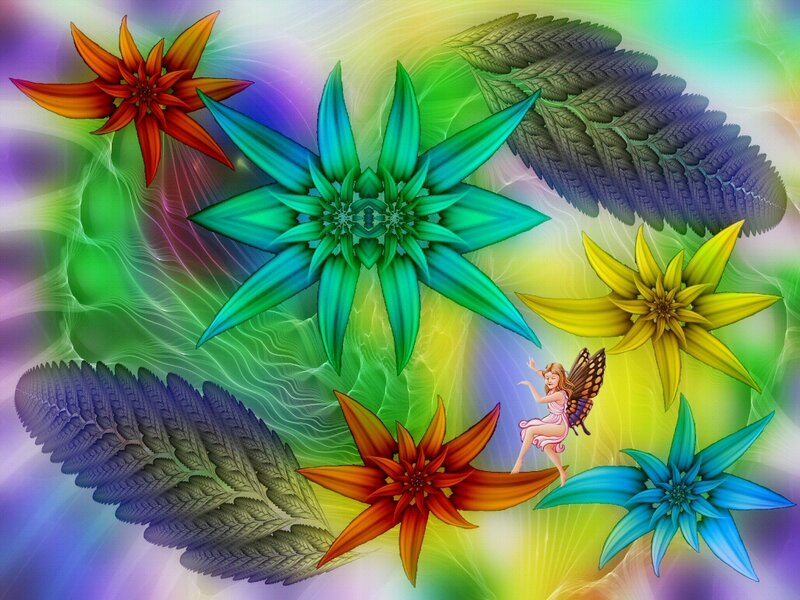 Fairy with Colorful Flowers