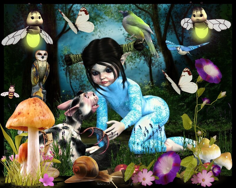 Fairy with Cow in Forest