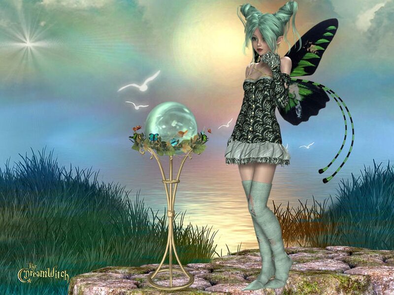 Fairy with Crystal Ball — Green