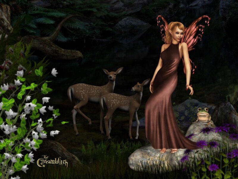 Fairy with Deer — Brown, Serene