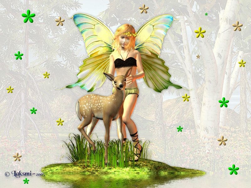 Fairy with Deer — Green