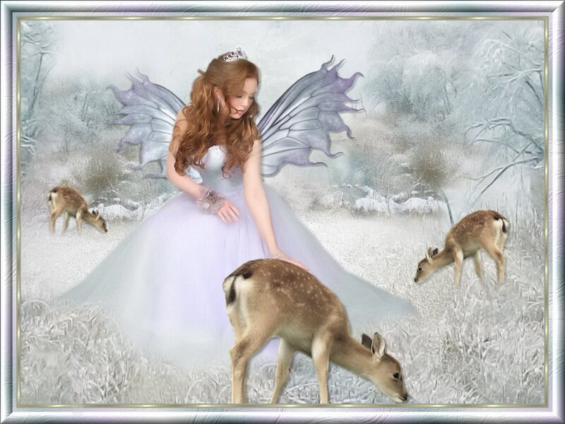 Fairy with Deer — White