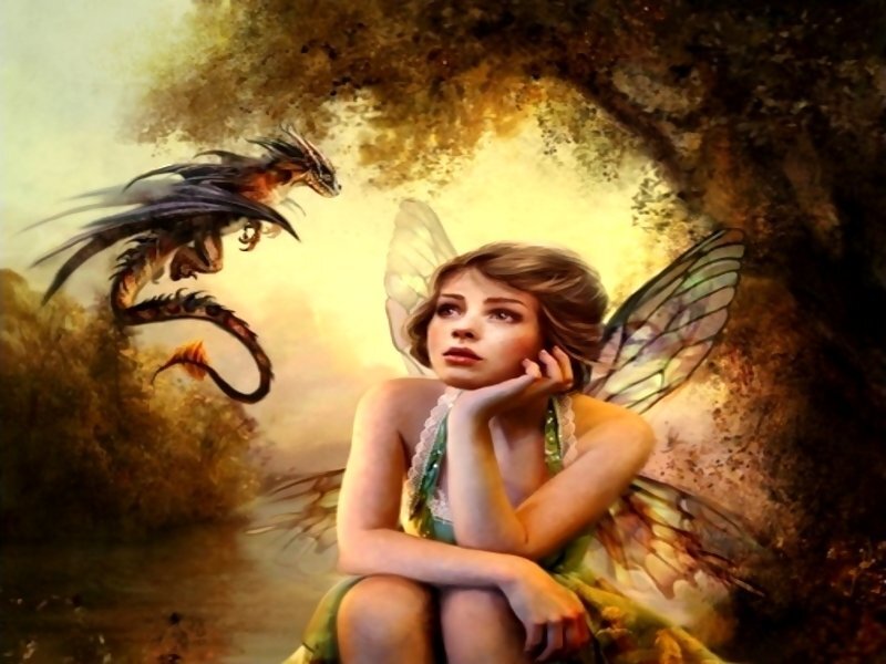 Fairy with Dragon — Green